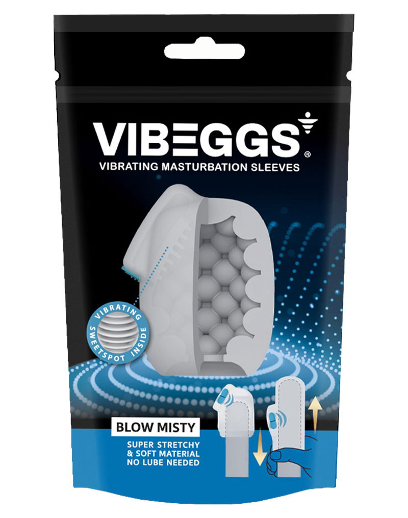 VIBEGGS - Blow Misty - Vibrierende Masturbationshülle und Fingervibrator - Weiß - Erotiekvoordeel.nl