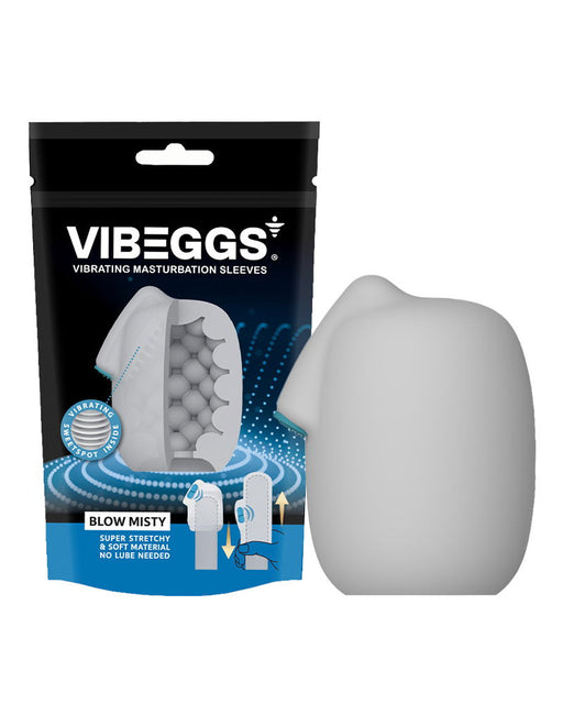 VIBEGGS - Blow Misty - Vibrierende Masturbationshülle und Fingervibrator - Weiß - Erotiekvoordeel.nl