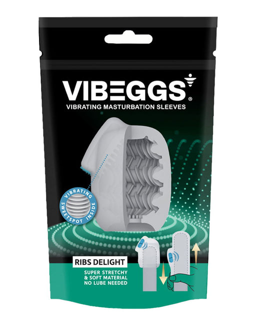 VIBEGGS - Ribs Delight - Vibrierende Masturbationshülle und Fingervibrator - Weiß - Erotiekvoordeel.nl