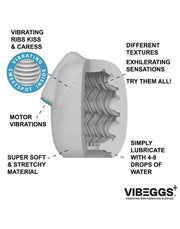 VIBEGGS - Ribs Delight - Vibrierende Masturbationshülle und Fingervibrator - Weiß - Erotiekvoordeel.nl
