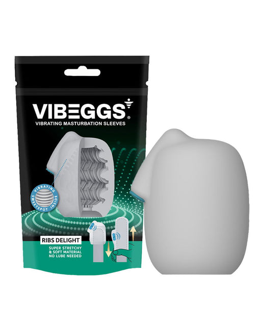 VIBEGGS - Ribs Delight - Vibrierende Masturbationshülle und Fingervibrator - Weiß - Erotiekvoordeel.nl