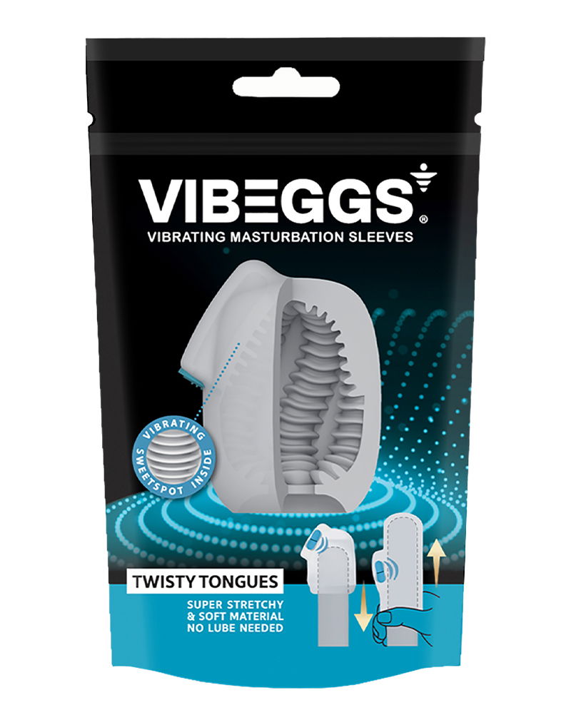 VIBEGGS - Twisty Tongues - Vibrierende Masturbationshülle und Fingervibrator - Weiß - Erotiekvoordeel.nl