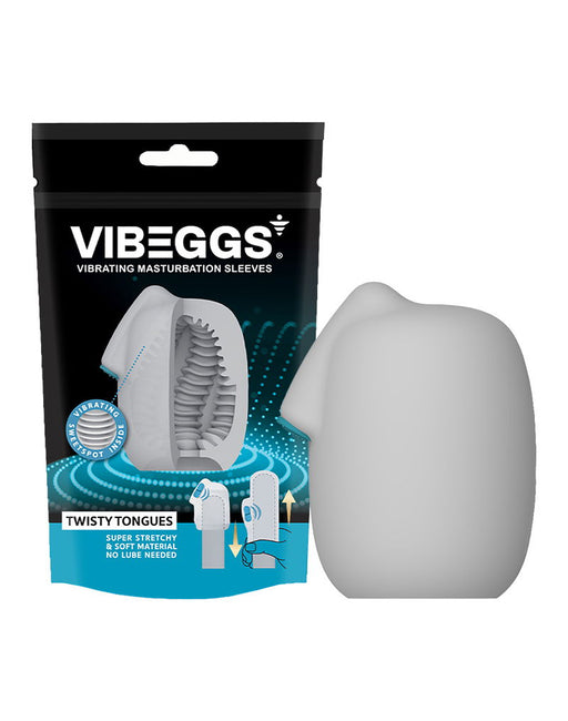 VIBEGGS - Twisty Tongues - Vibrierende Masturbationshülle und Fingervibrator - Weiß - Erotiekvoordeel.nl