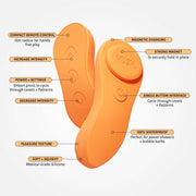 Vush - Luna Vibratore Portatile - Vibratore per Calze - Con Telecomando - Arancione-Erotiekvoordeel.nl