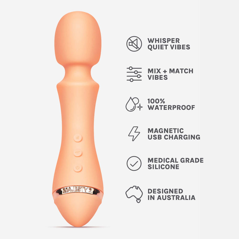 Vush - Vibromasseur à tige Majesty 2 - Rose pêche - Erotiekvoordeel.nl