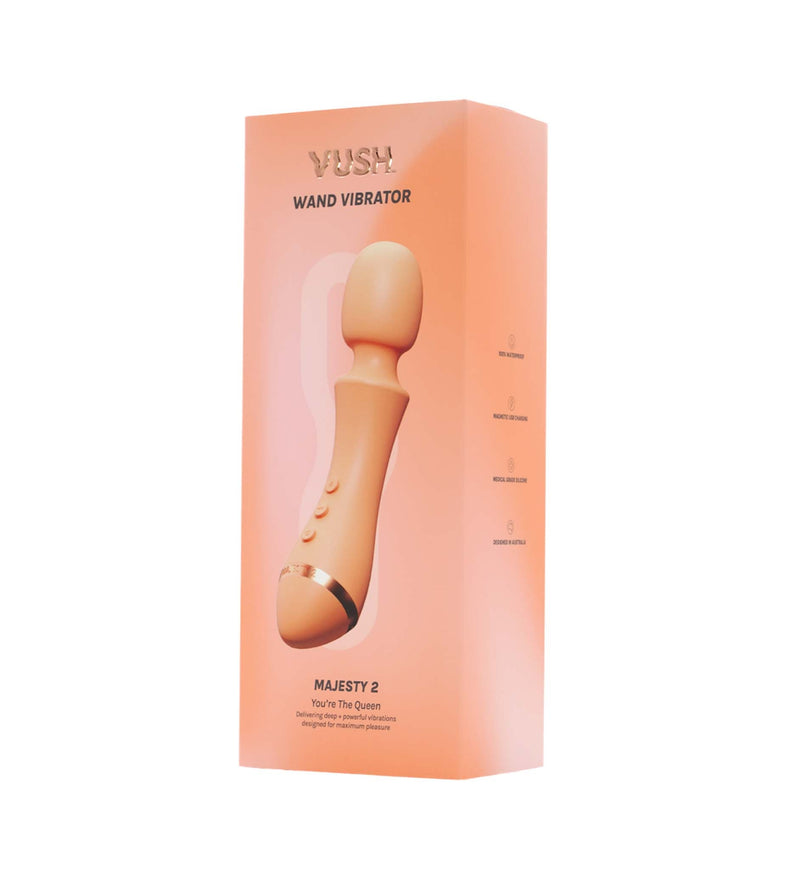 Vush - Vibromasseur à tige Majesty 2 - Rose pêche - Erotiekvoordeel.nl