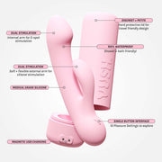 Vush - Pop Glow - Vibrador Rabbit de doble estimulación - Con estuche de almacenamiento - Rosa claro - Erotiekvoordeel.nl