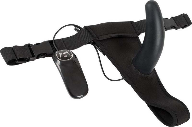 You2Toys - Vibrador anal de silicona con curvatura - Apto para arnés - Negro-Erotiekvoordeel.nl