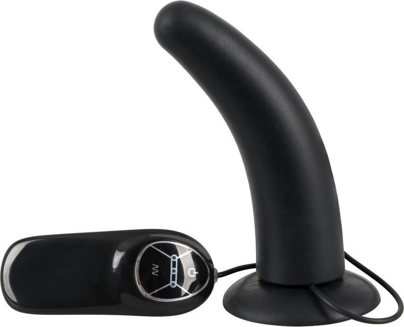 You2Toys - Vibrador anal de silicona con curvatura - Apto para arnés - Negro-Erotiekvoordeel.nl