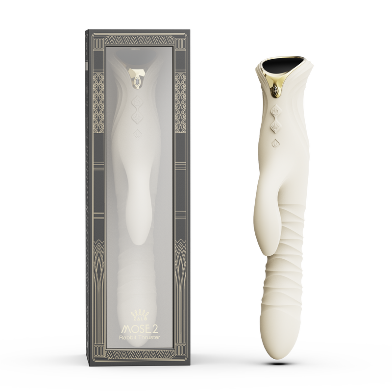 ZALO - Mose 2 - Thrusting Rabbit Vibrator – Ivory White-Erotiekvoordeel.nl