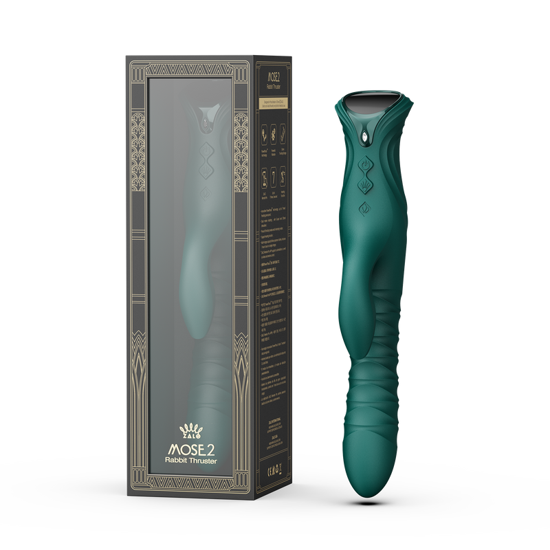 ZALO - Mose 2 - Thrusting Rabbit Vibrator – Emerald Green-Erotiekvoordeel.nl
