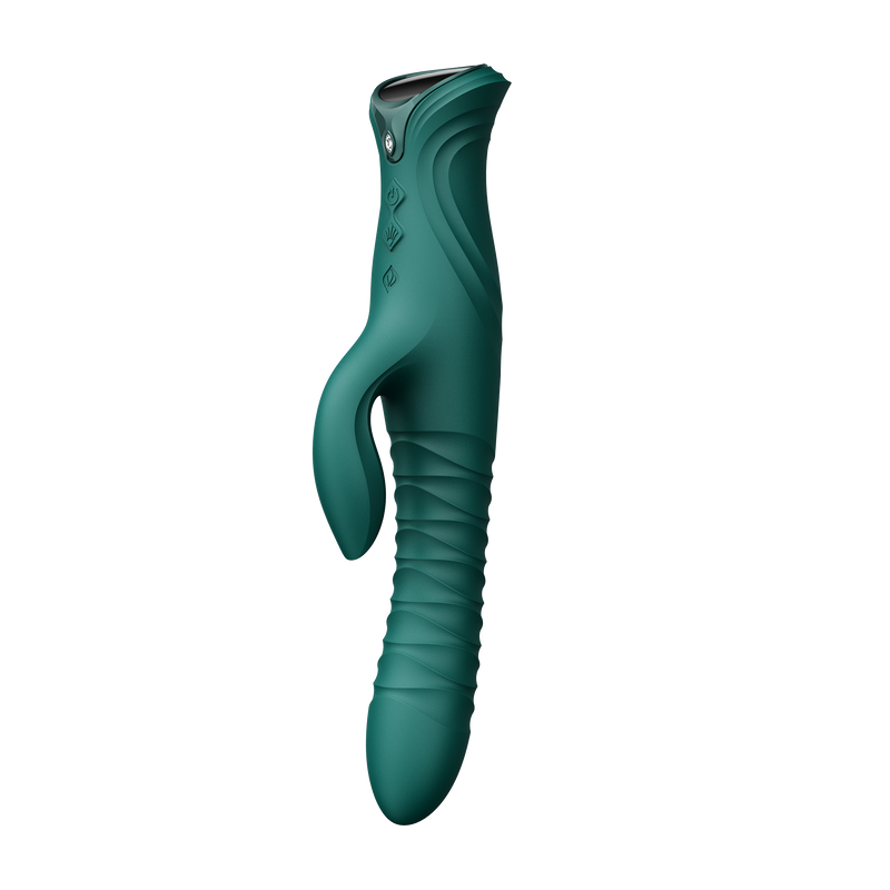 ZALO - Mose 2 - Thrusting Rabbit Vibrator – Emerald Green-Erotiekvoordeel.nl