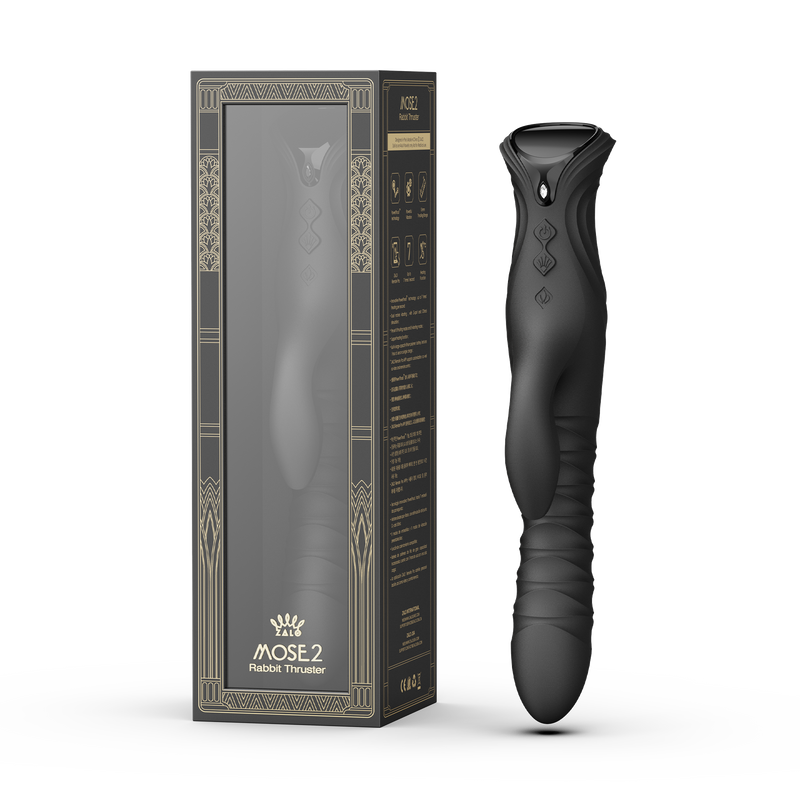 ZALO - Mose 2 - Thrusting Rabbit Vibrator – Black-Erotiekvoordeel.nl