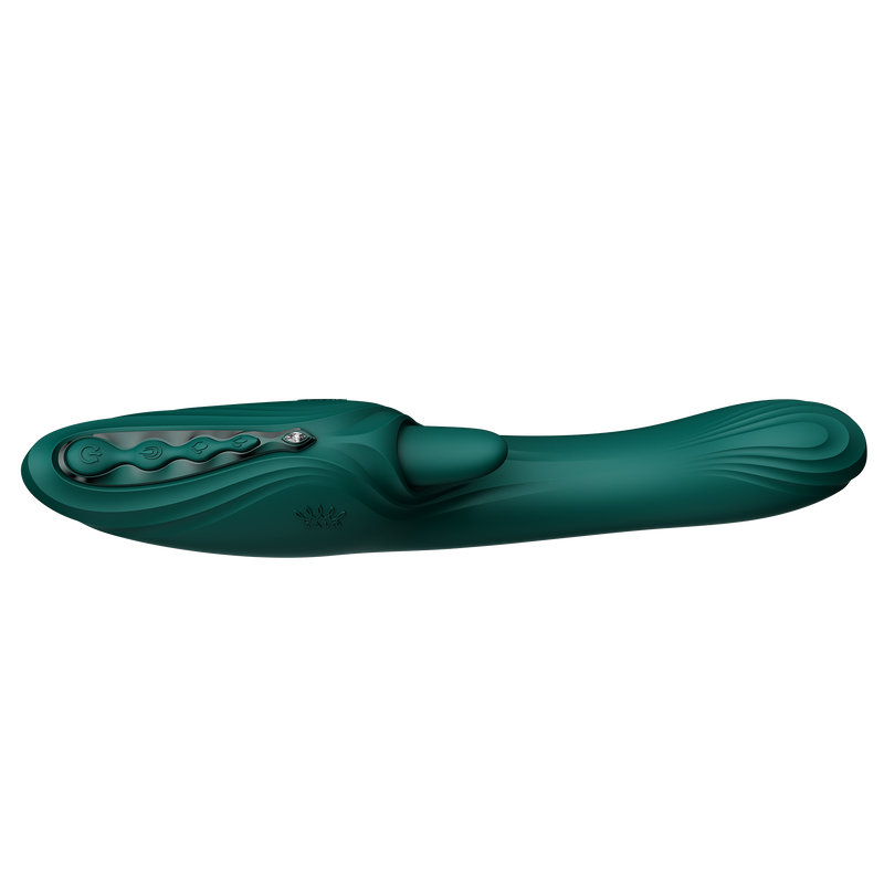 Zalo - Ares - Leckender G-Punkt-Rabbit-Vibrator - Beheizbar - App-Steuerung - Smaragdgrün-Erotiekvoordeel.nl