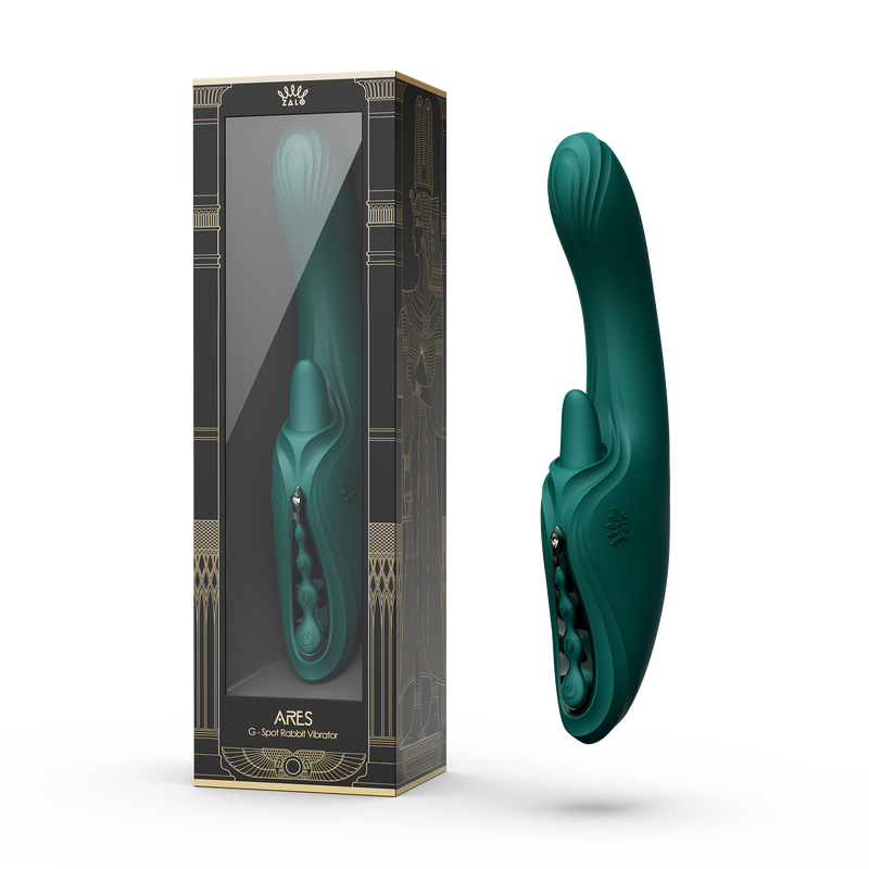 Zalo - Ares - Leckender G-Punkt-Rabbit-Vibrator - Beheizbar - App-Steuerung - Smaragdgrün-Erotiekvoordeel.nl
