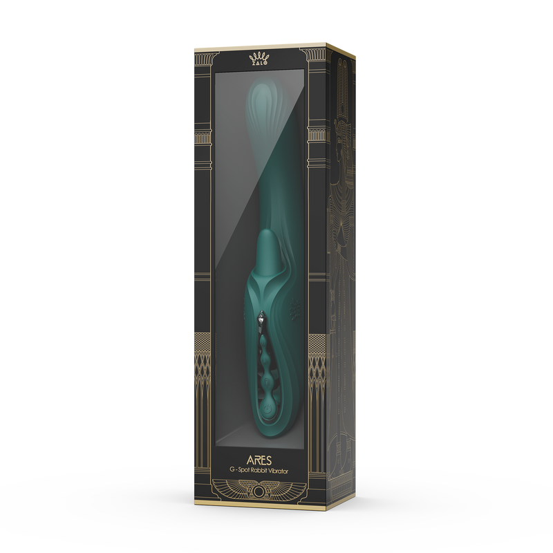 Zalo - Ares - Leckender G-Punkt-Rabbit-Vibrator - Beheizbar - App-Steuerung - Smaragdgrün-Erotiekvoordeel.nl