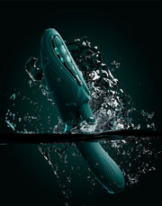 Zalo - Ares - Leckender G-Punkt-Rabbit-Vibrator - Beheizbar - App-Steuerung - Smaragdgrün-Erotiekvoordeel.nl