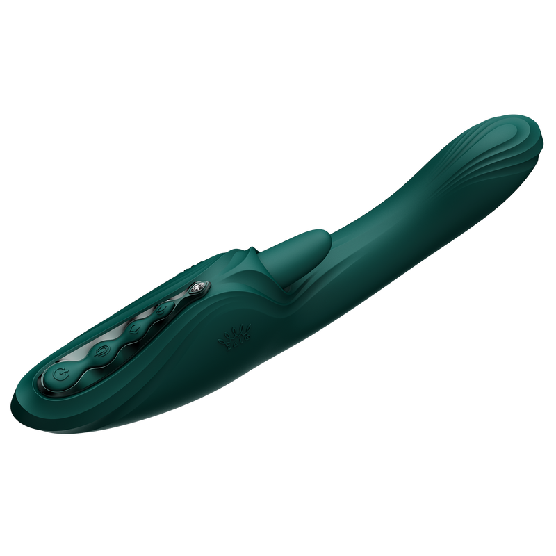 Zalo - Ares - Leckender G-Punkt-Rabbit-Vibrator - Beheizbar - App-Steuerung - Smaragdgrün-Erotiekvoordeel.nl