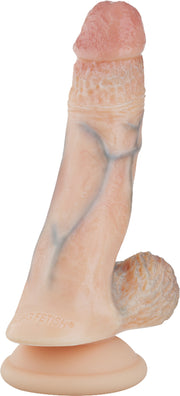 Being Fetish – Geaderde Siliconen Dildo 19 cm – Lichte Huidskleur – Ø 40 mm-Erotiekvoordeel.nl