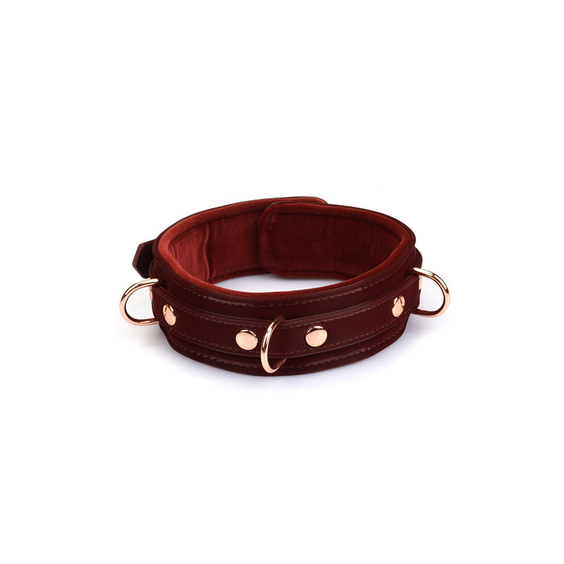 Liebe Seele - Metallic Shade Red - Vegan PU Lederen Collar - Rood/Rosé Goud