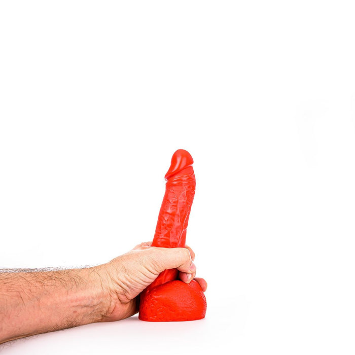 All Red - Dildo Met Scrotum - 22 x 4,5 cm - Rood-Erotiekvoordeel.nl