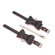 Liebe Seele - Leather Handcuffs with Bow - Black/Red-Erotiekvoordeel.nl