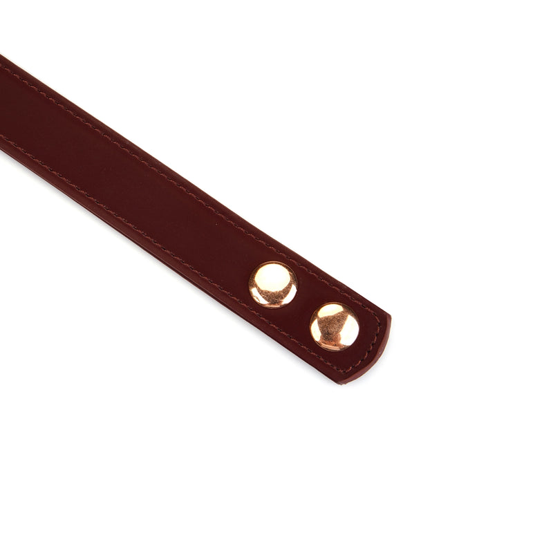 Liebe Seele - Metallic Shade Red - Vegan PU Lederen Collar met Tepelklemmen - Rood/Rosé Goud-Erotiekvoordeel.nl