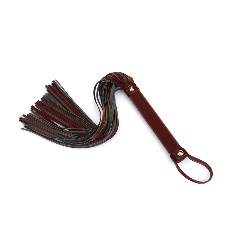 Liebe Seele - Metallic Shade Red - Vegan PU Lederen Flogger - Rood/Rosé Goud