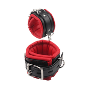 Fixxx - Zacht Gevoerde Enkelboeien - PU Leer - Zwart/Rood-Erotiekvoordeel.nl