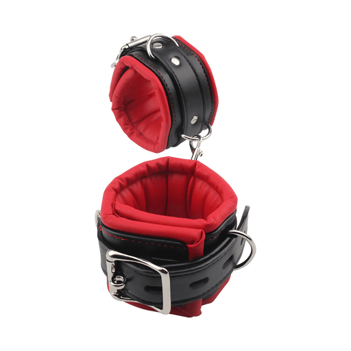 Fixxx - Zacht Gevoerde Enkelboeien - PU Leer - Zwart/Rood-Erotiekvoordeel.nl