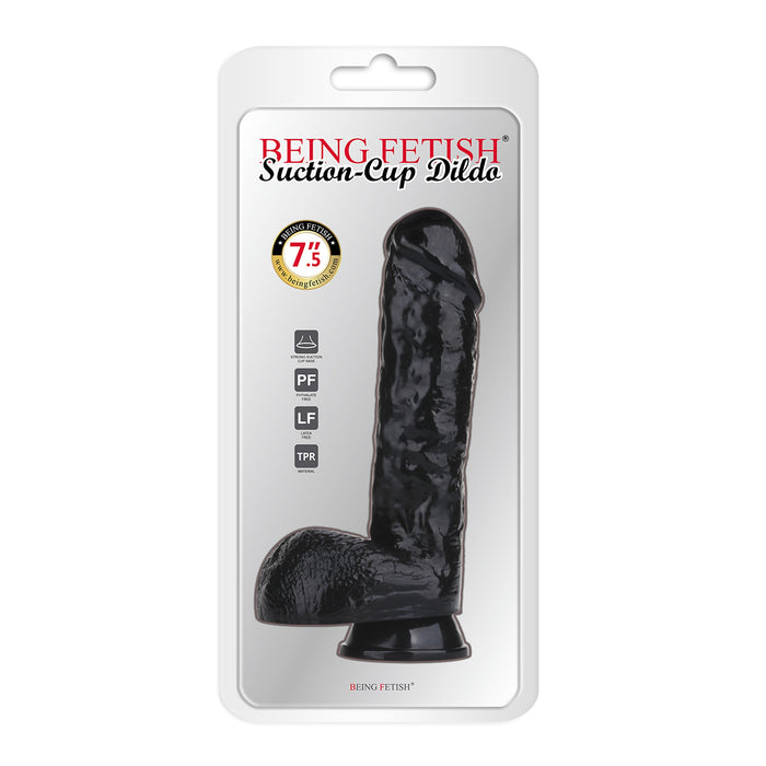 Being Fetish - Dildo met Zuignap - Kunstrubber - 19 cm - Zwart-Erotiekvoordeel.nl