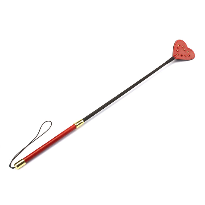 Liebe Seele - Gemstone Crop - Lederen Paardrijzweep met Ingelegde Strass Steentjes - Rood-Erotiekvoordeel.nl