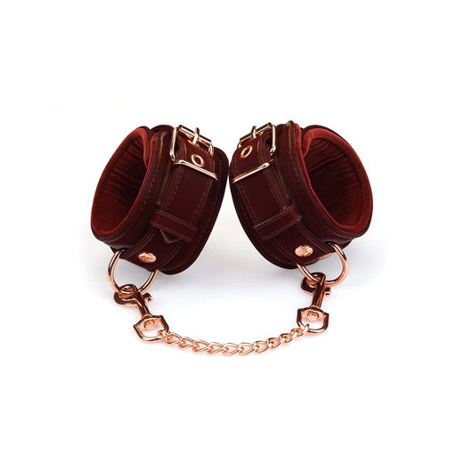 Liebe Seele - Metallic Shade Red - Vegan PU Lederen Polsboeien - Rood/Rosé Goud-Erotiekvoordeel.nl