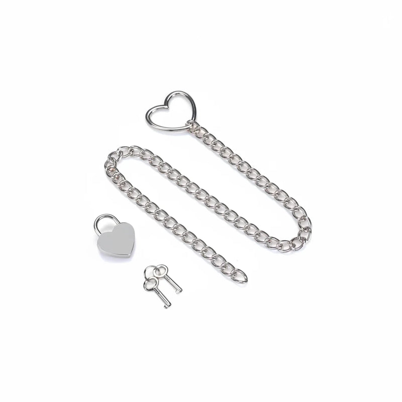 Liebe Seele - Ketting Collar met Hartvormig Hangslot - Zilver-Erotiekvoordeel.nl