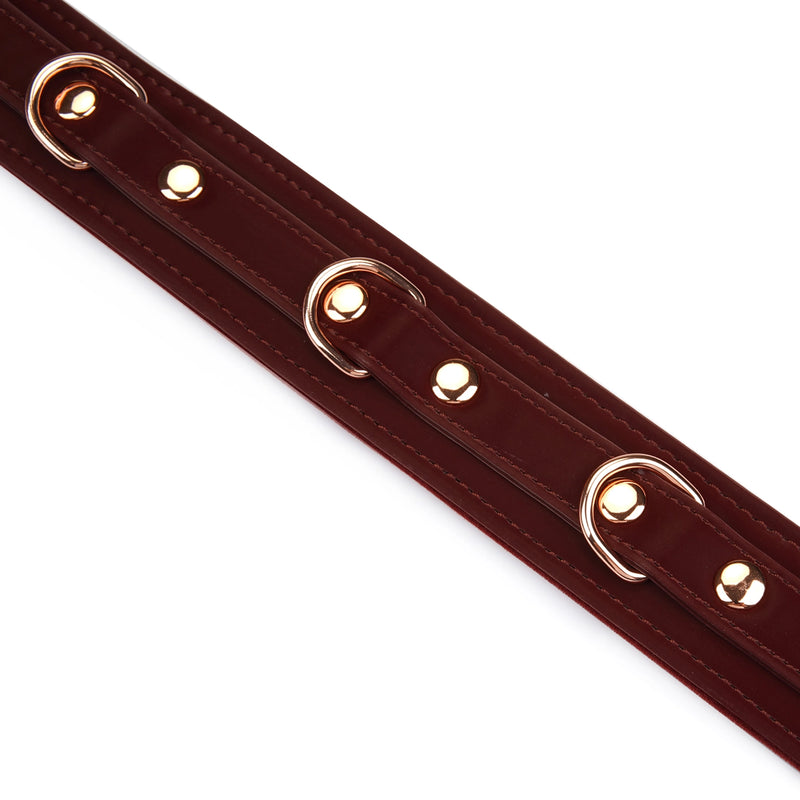 Liebe Seele - Metallic Shade Red - Vegan PU Lederen Collar - Rood/Rosé Goud