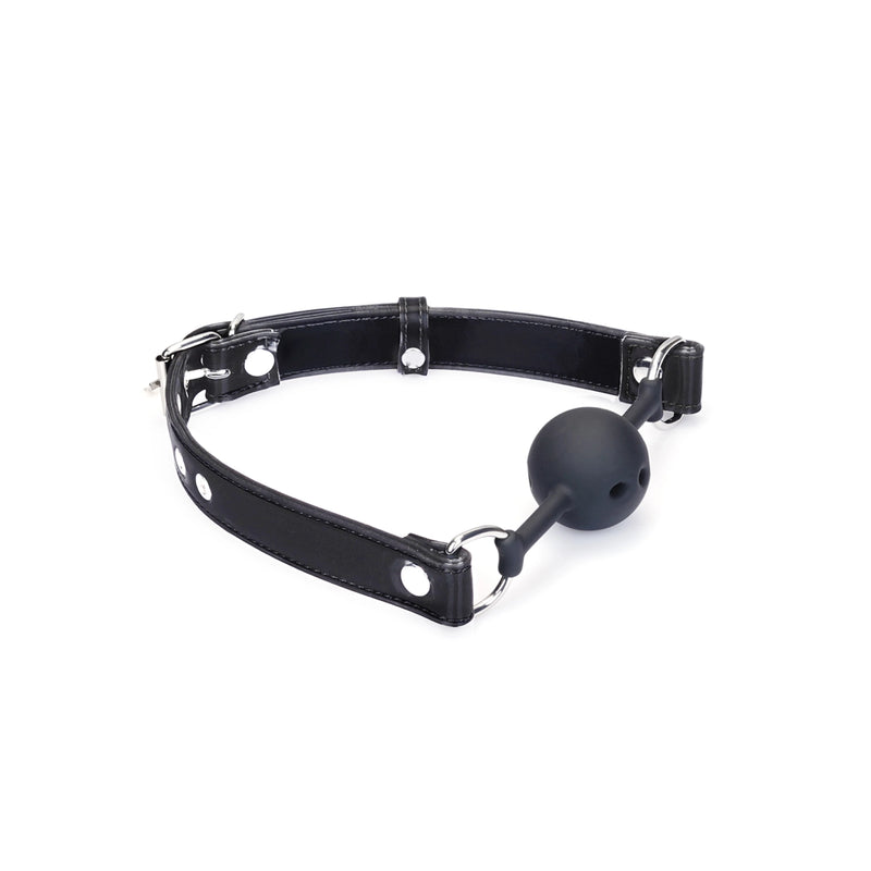 Liebe Seele - Metallic Shade - Ball Gag - Vegan PU Leer/Siliconen - Zwart-Erotiekvoordeel.nl