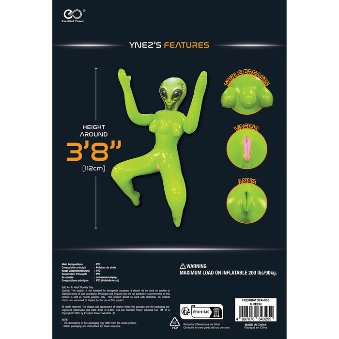 To Infinity - Opblaaspop Alien Vrouw met Drie Borsten - Groen-Erotiekvoordeel.nl