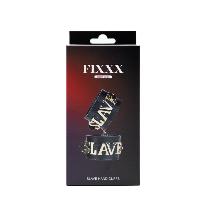 Fixxx - Handboeien met Gouden Letters - SLAVE - Zwart-Erotiekvoordeel.nl