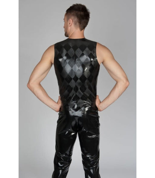 Peter Domenie - Latex Herengilet met Ruitmotief - Zwart/Grijs - Maat L-Erotiekvoordeel.nl