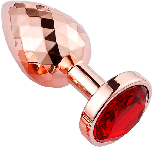 PLGZ - Diamond Facets Anaal Plug - Rosé Goud met Rode Siersteen-Erotiekvoordeel.nl