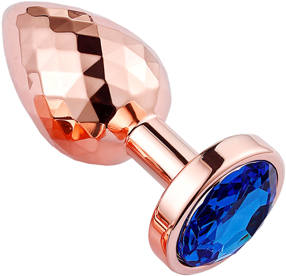 PLGZ - Diamond Facets Anaal Plug - Rosé Goud met Blauwe Siersteen-Erotiekvoordeel.nl