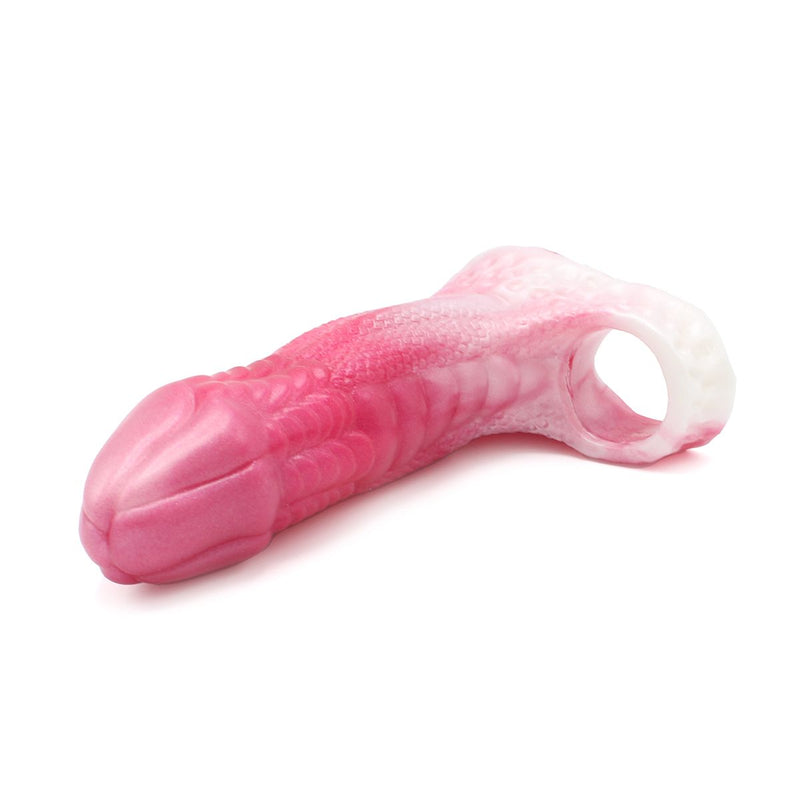 Kiotos Monstar 02 - Penis Sleeve - Penisverlenging - Met Ball Stretcher Opening - Siliconen - Roze Wit-Erotiekvoordeel.nl
