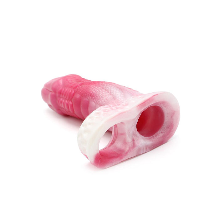 Kiotos Monstar 02 - Penis Sleeve - Penisverlenging - Met Ball Stretcher Opening - Siliconen - Roze Wit-Erotiekvoordeel.nl