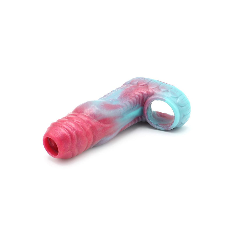 Kiotos Monstar 07 - Penis Sleeve - Penisverlenging - Met Ball Stretcher Opening - Diameter Ø 50 mm - Siliconen - Roze Blauw-Erotiekvoordeel.nl