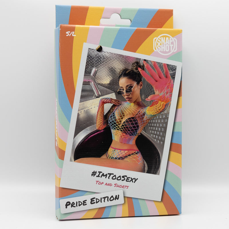 Snapshot - #imtoosexy - Visnet Broekje en Topje en Handschoenen - One Size - Multicolour-Erotiekvoordeel.nl