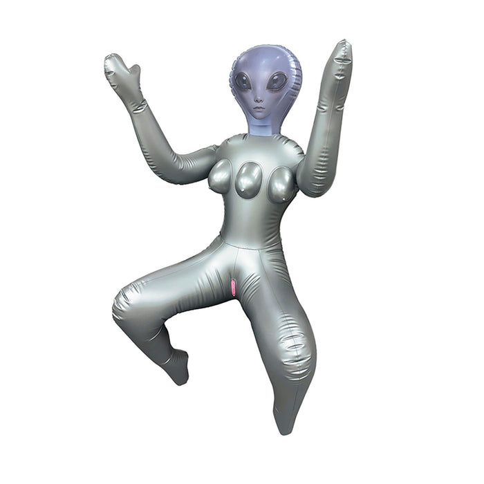 To Infinity - Opblaaspop Alien Vrouw met Drie Borsten - Zilver-Erotiekvoordeel.nl