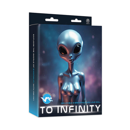 To Infinity - Opblaaspop Alien Vrouw met Drie Borsten - Zilver-Erotiekvoordeel.nl