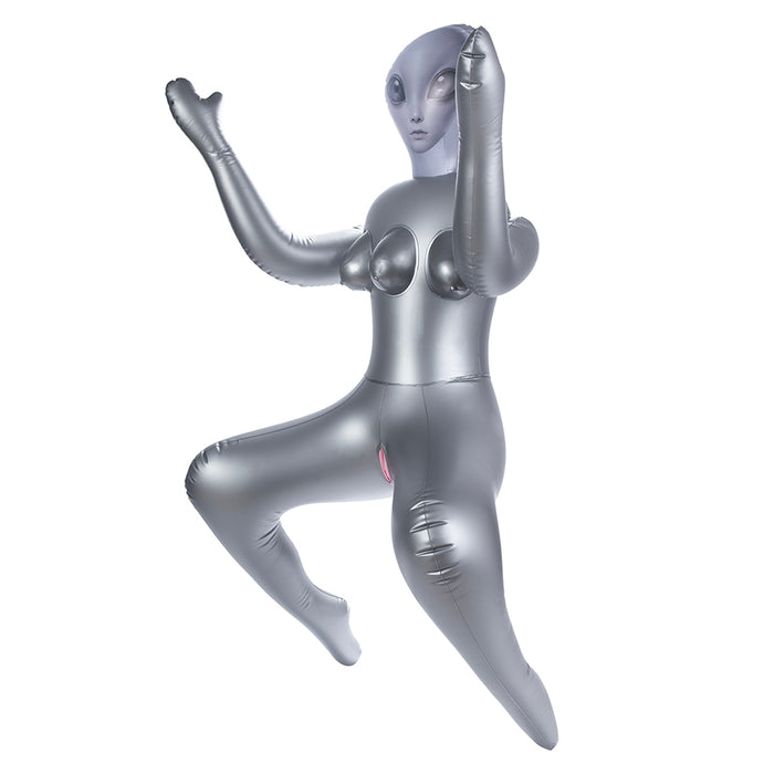 To Infinity - Opblaaspop Alien Vrouw met Drie Borsten - Zilver-Erotiekvoordeel.nl