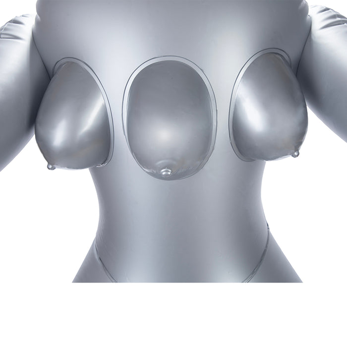 To Infinity - Opblaaspop Alien Vrouw met Drie Borsten - Zilver-Erotiekvoordeel.nl