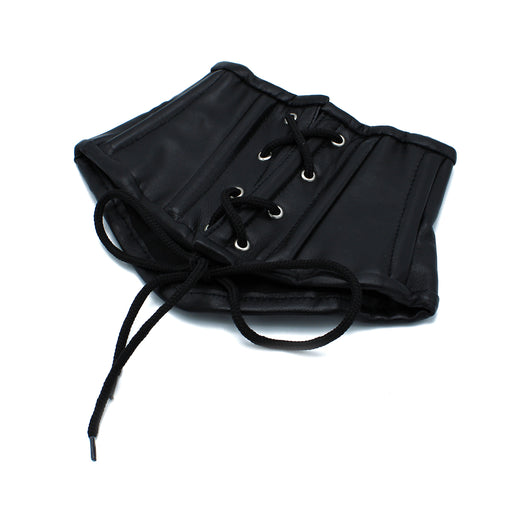 Kiotos - Zwart Lederen Lace-Up Corset Collar-Erotiekvoordeel.nl